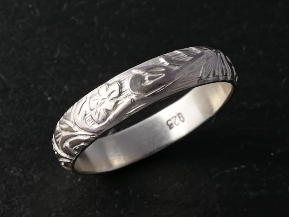 Alliance paienne femme bague de mariage medievale bague fleur en argent bague d eternite fleur bague de promesse femme bague feuille alliance en argent Etsy France