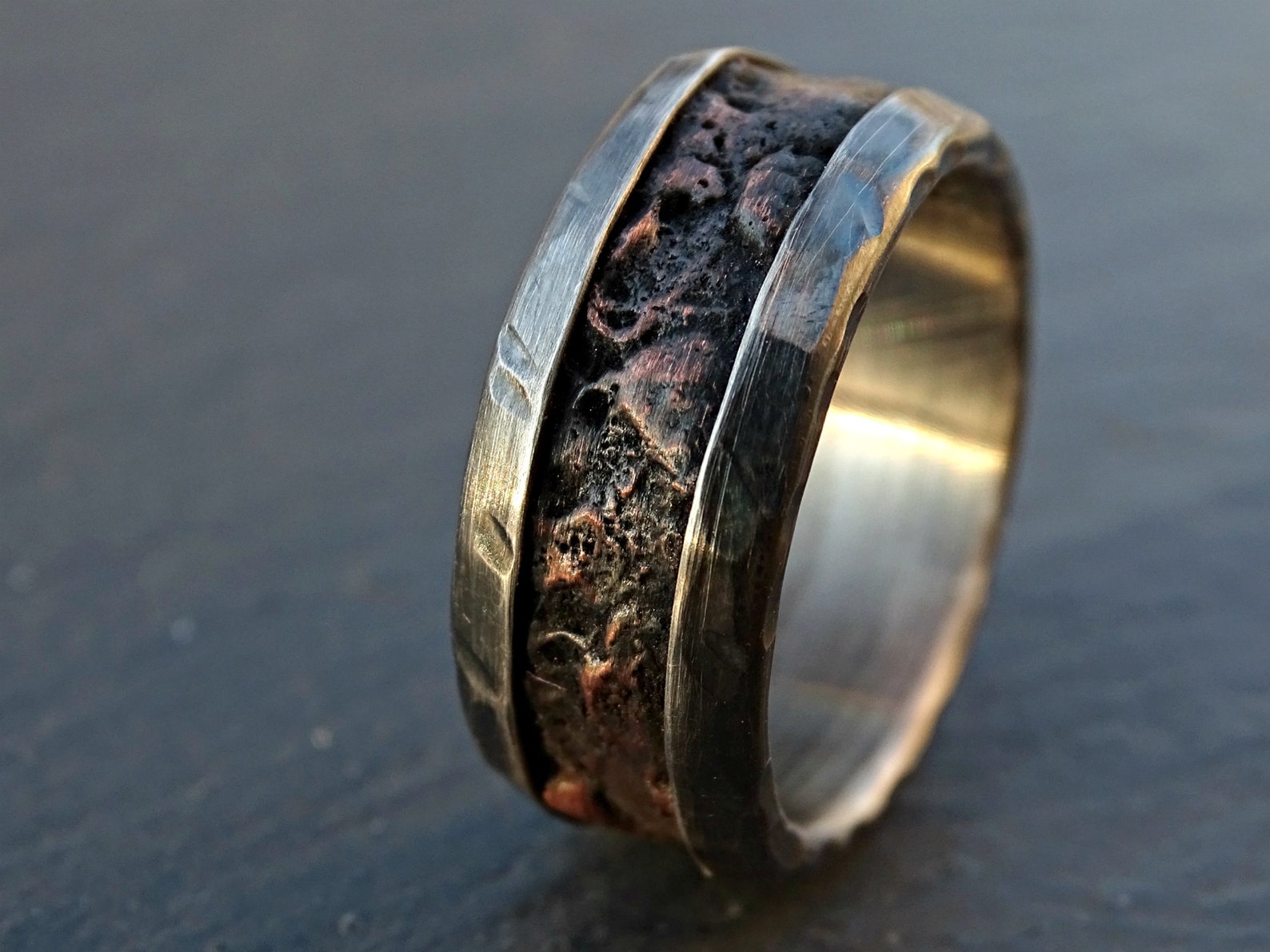 Cool Mens Ring Copper Silver Mens Wedding Band Copper Silver | Etsy