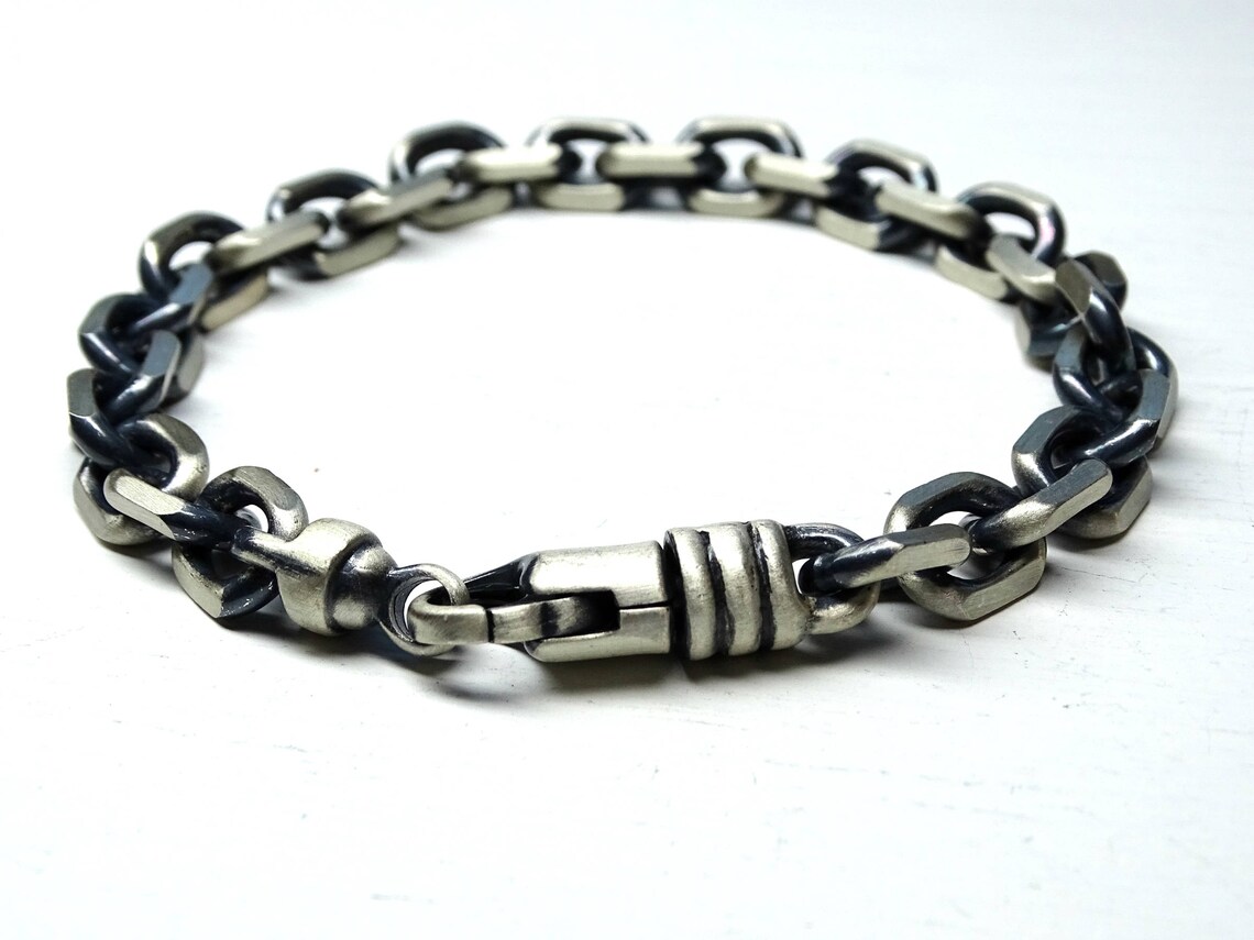 Heavy mens bracelet silver big chain bracelet men silver Etsy