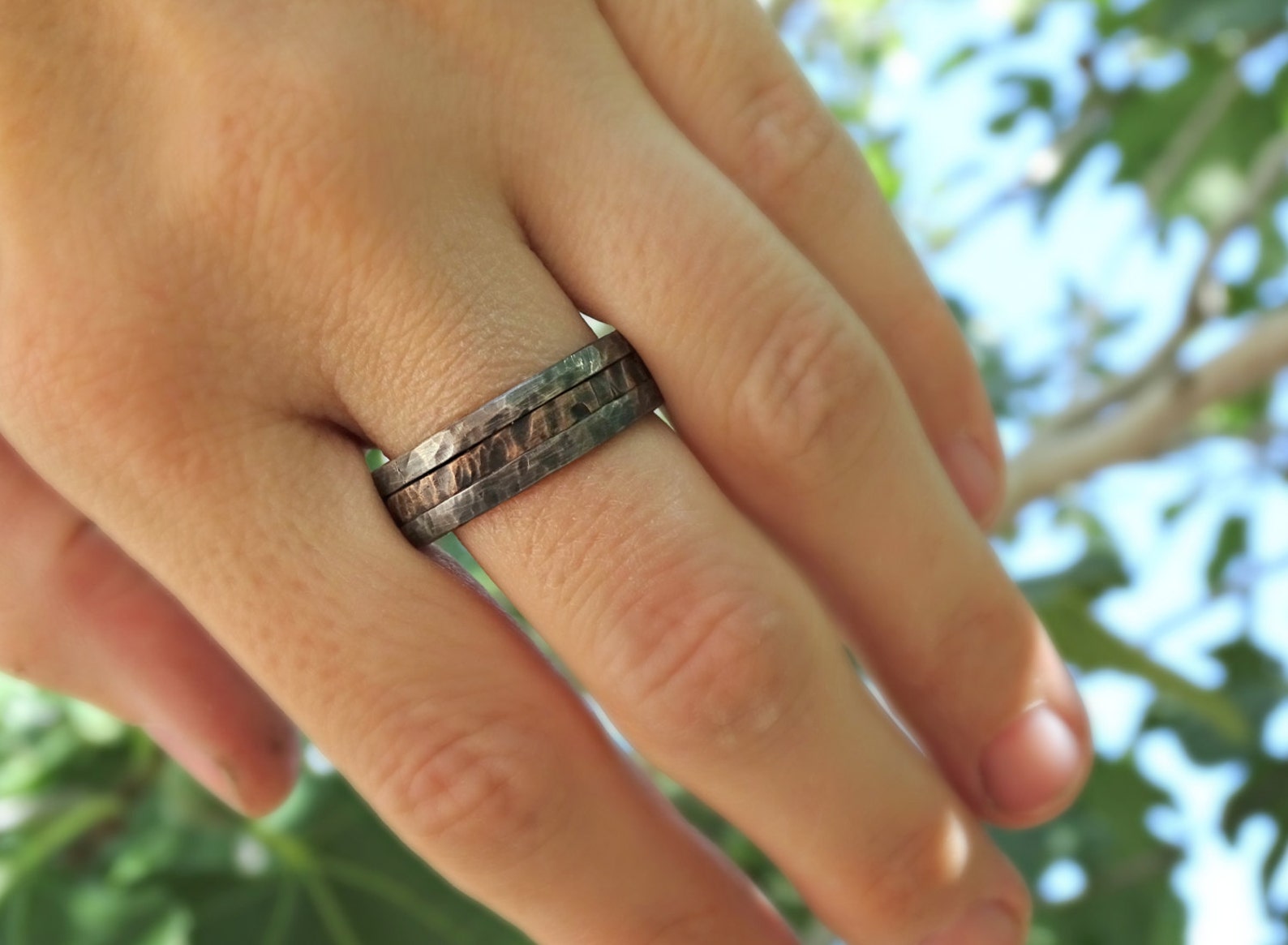 Cool Mens Ring Mixed Metal Mens Promise Ring Wood Grain Etsy