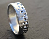 beach wedding ring ocean, mens promise ring silver, structured ring silver ring bubbles engraved silver ring water, mens wedding band silver