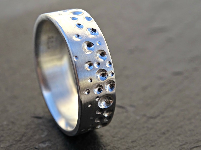 Beach Wedding Ring Ocean Mens Promise Ring Silver Structured Etsy
