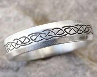 hand engraved celtic knot ring silver, viking silver ring, silver knot ring celtic eternity ring silver, viking wedding band silver