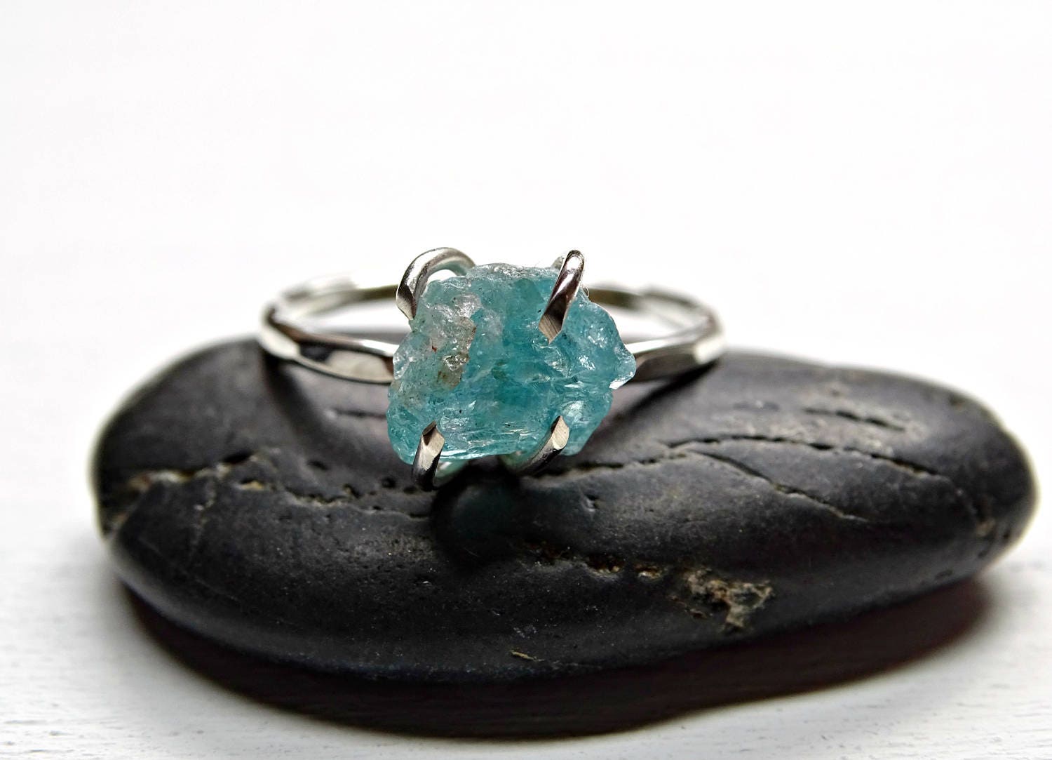 Raw crystal ring Raw engagement ring Promise Ring Silver Etsy