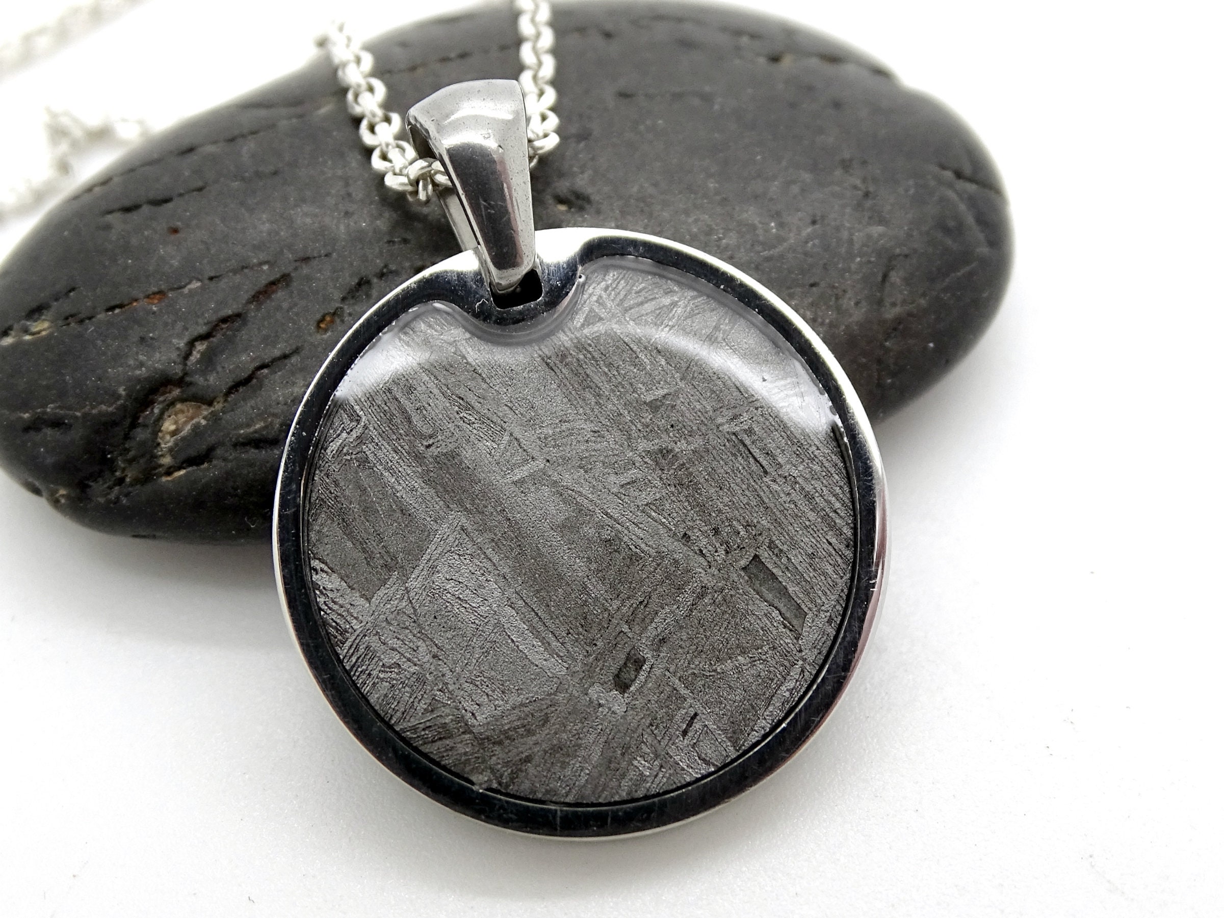 Round meteorite pendant mens meteorite pendant celestial Etsy