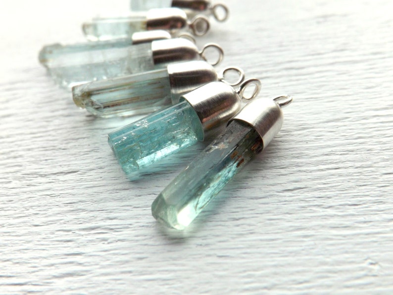 Raw Aquamarine Necklace Silver Men Crystal Pendant Rough Etsy