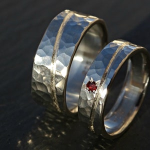unique wedding bands silver, matching promise rings silver, matching ring set his and hers, personalized wedding rings ocean rings gemstone