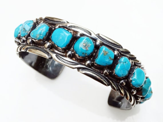 mens silver cuff turquoise, Native American cuff … - image 2