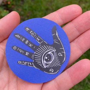 Sticker astrologique pour les mains et les yeux – Chirologie mystique | Découpe à la main | Sticker mat | Esthétique céleste occulte