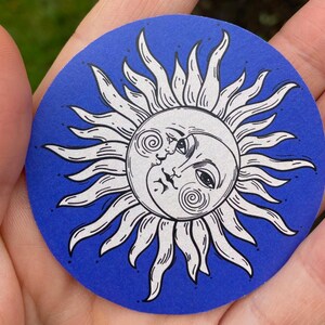 Sticker soleil et lune célestes victoriens – Découpé à la main | Astrologie mystique | Sticker mat | Esthétique vintage