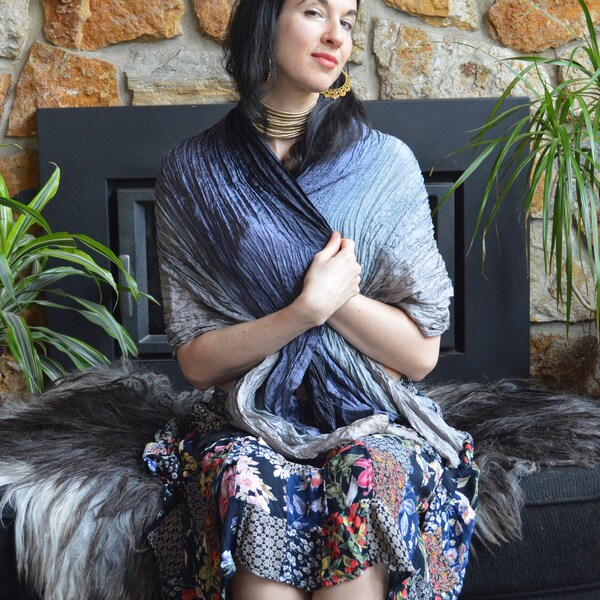 Jocelyn Women Ombre Metallic Knit Scarf