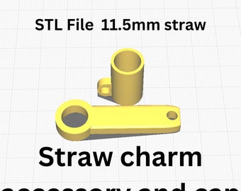 Straw Topper Cap Attachment for Charm | STL File for 3D Printing 11.5mm straw | straw cap | topper | Digital Download