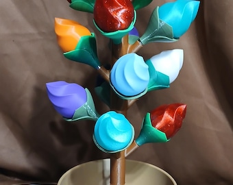 Large AM PM Budsy Flower Pill Organizer | 3D Printed Weekly Medication Box | Magnetic Bloom Flowers
