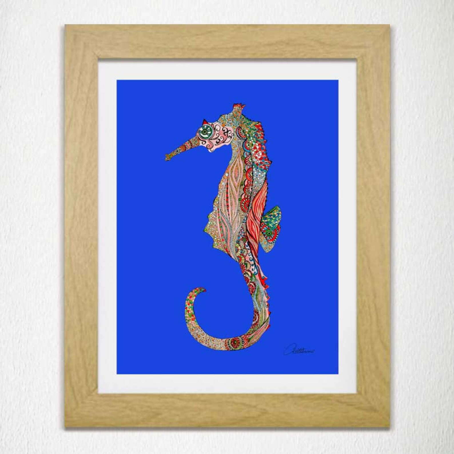 Seahorse Painting Seahorse Framed Print Seahorse Picture Etsy