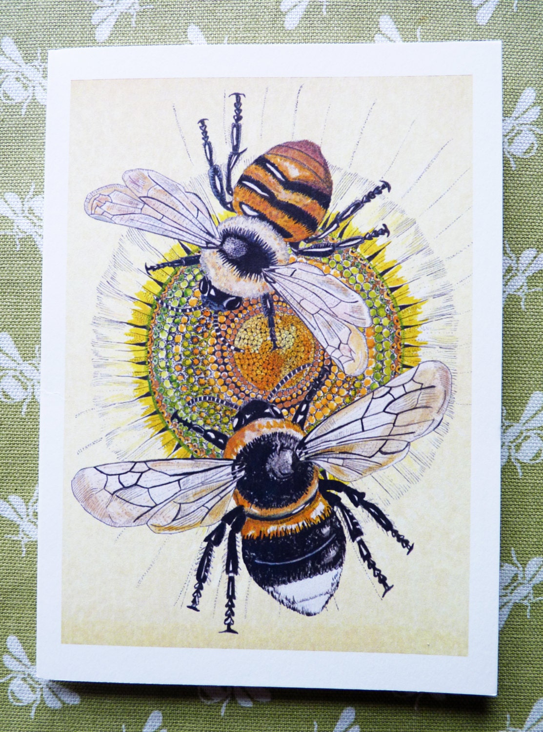 Bee Card Bee Greeting Card Frameable Bee Card Original Etsy