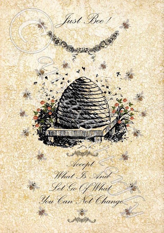 Bee Quote Print Bee Picture Vintage Bee Print Lovely aged | Etsy