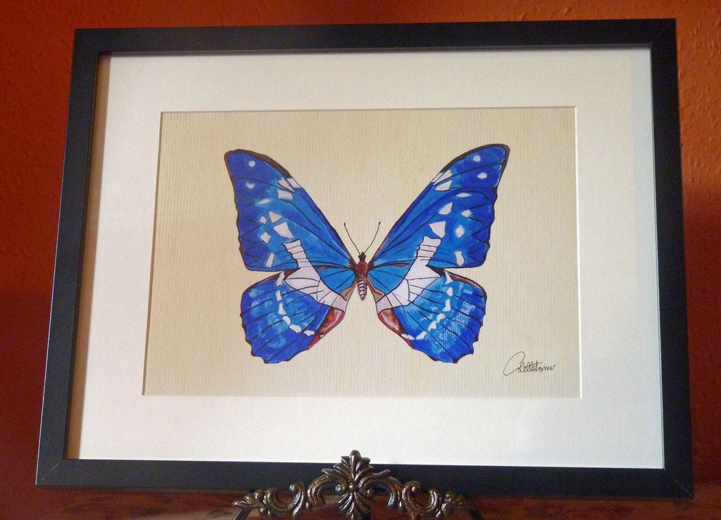 Blue Butterfly Wall Art Amazon Blue Picture Blue Butterfly Etsy