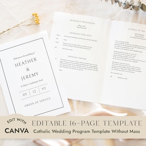 Catholic Wedding Order of Service Template Without Mass | Full Script (Edit In Canva)