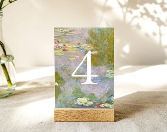 Monet Wedding Table Number Template | Fine Art Impressionist Painting Style | Canva | Water Lilies