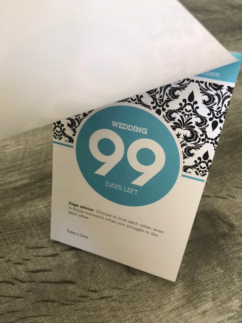 Countdown to Wedding 100day Tearoff Countdown Calendar in Etsy