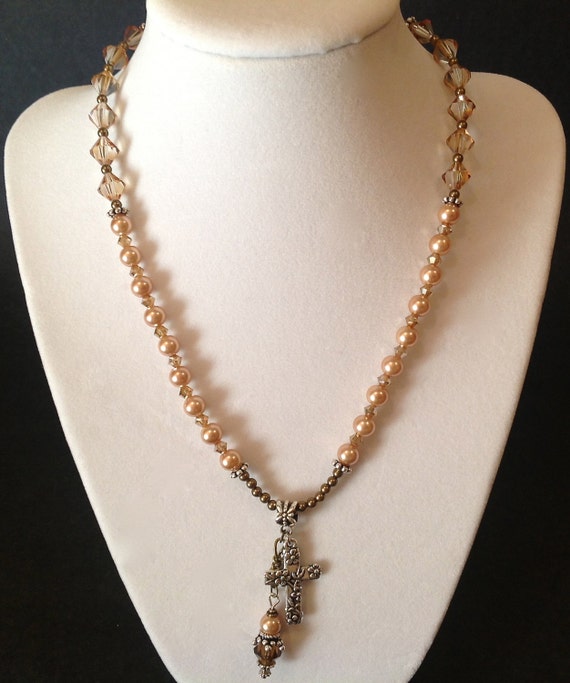 Items similar to All Swarovski with Cross Necklace on Etsy