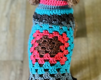 Crochet Dog Sweater, Crochet Pet Jacket, Crochet Pet Sweater, Granny Square Dog Sweater, Granny Square Sweater, Crochet Sweater for Pet, Top