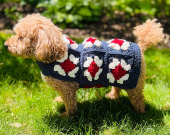 Crochet Dog Sweater, Crochet Pet Jacket, Crochet Pet Sweater, Granny Square Dog Sweater, Granny Square Sweater, Crochet Sweater for Pet, Top