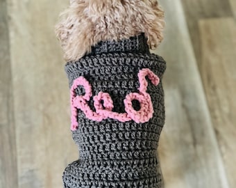 Personalized Crochet Dog Sweater, Dog Sweater, Crochet Sweater, Custom Sweater, Personalized Sweater, Sweater with Personalization,