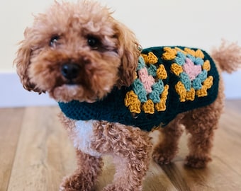 Crochet Dog Sweater, Crochet Pet Jacket, Crochet Pet Sweater, Granny Square Dog Sweater, Granny Square Sweater, Crochet Sweater for Pet, Top