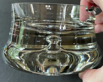 Krosno Poland Mid Century  Clear Glass Bubble Ashtray, Svend Jensen Designed, Super Heavy and Thick