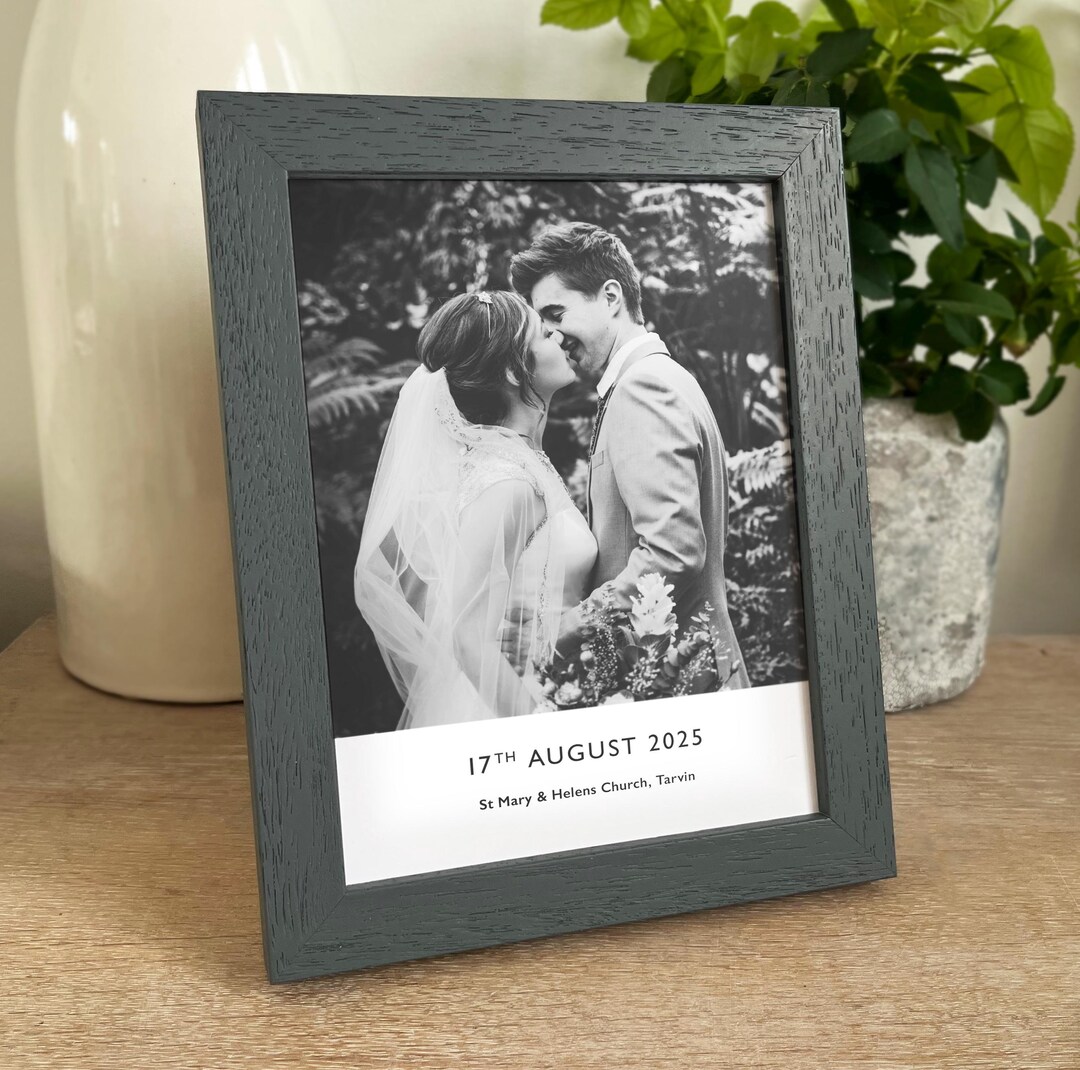 Personalised Printed and Framed Photo Handmade Dark Grey Picture Frame ...