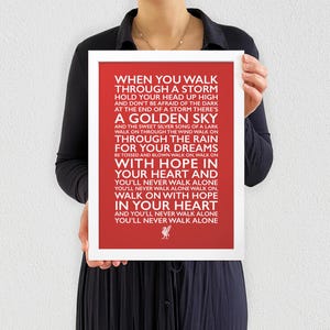 Handmade You&#39;ll Never Walk Alone Lyrics Print Framed Poster Liverpool Home Wall Decor LFC Liver Bird
