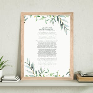 Usa la tua poesia Stampa personalizzata Incorniciatura Arte Regalo personalizzato Anniversario Testi Ricordo Matrimonio Casa A5 8x10 A4 A3