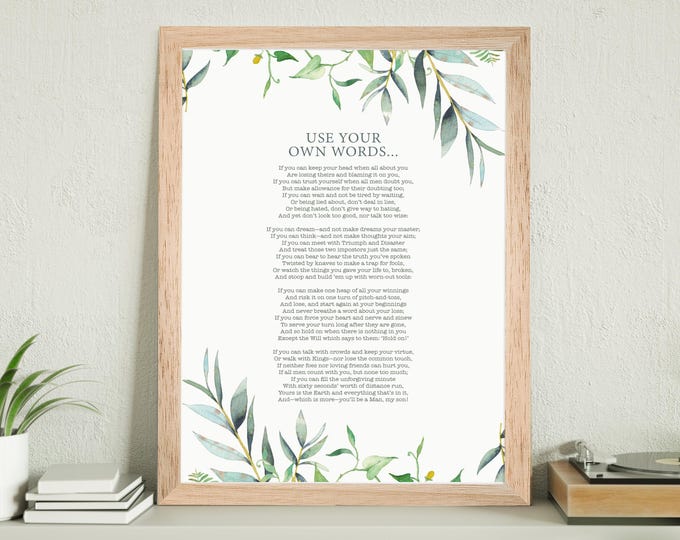 Use Your Own Poem Personalised Print Framing Art Custom Made Gift Anniversary Lyrics Remembrance Wedding Home A5 8x10 A4 A3