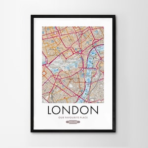 Utilice cualquier código postal del Reino Unido Impresión personalizada de mapas del Reino Unido Mapas del sistema operativo Regalo de inauguración de la casa para propietarios Arte enmarcado Decoración de pared Mapa detallado de Londres
