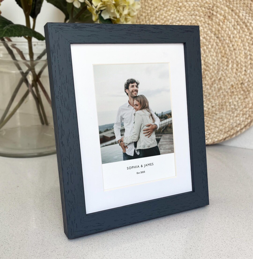 Personalised Printed and Framed Photo Handmade Dark Grey Picture Frame ...