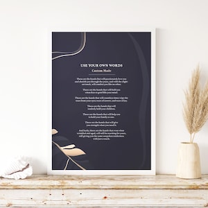 Stampa di poesie personalizzate Usa le tue parole Regalo di anniversario personalizzato Incorniciatura Decorazione floreale da parete Carta commemorativa di nozze fatta a mano
