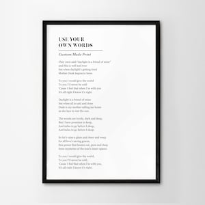 Stampa di poesie personalizzate Usa le tue parole Regalo di anniversario personalizzato Incorniciatura Decorazione floreale da parete Carta commemorativa di nozze fatta a mano