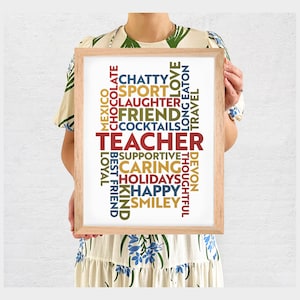 Op maat gemaakte gepersonaliseerde WordArt Print inlijsting cadeau thuis familie vriend verjaardag Word Cloud 21 woorden kleurrijke inlijsting A4 A3 A2 typografie