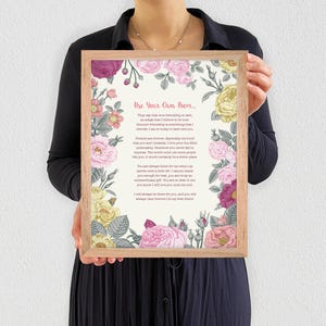 Usa tu propio poema, impresión personalizada, arte enmarcado, regalo personalizado, aniversario, letras, recuerdo, boda, hogar, tamaño A5, 8 x 10, A4, A3