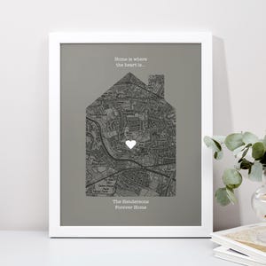 Impression de carte du Royaume-Uni personnalisée sur mesure, cartes du système d'exploitation, cadeau de pendaison de crémaillère pour propriétaire, décoration murale encadrée, carte détaillée