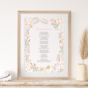 Blumen Illustration Personalisiertes Gedicht Druck. Verwenden Sie Ihre eigenen Worte. Jubiläumsgeschenk. Gerahmt. Wanddekoration. Handgefertigt. Maßgeschneidert