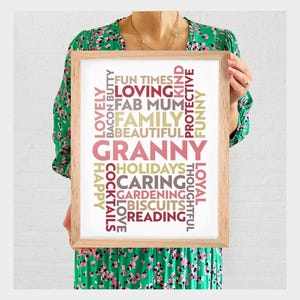 Op maat gemaakte gepersonaliseerde WordArt Print inlijsting cadeau thuis familie vriend verjaardag Word Cloud 21 woorden kleurrijke inlijsting A4 A3 A2 typografie