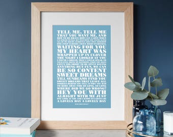 Use Your Own Favourite Song Lyrics Print Words Personalised Custom Made Poster Framing Art Home Gift Anniversary First Dance Birthday Music