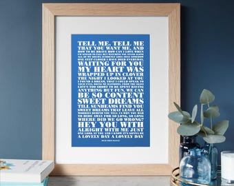 Favourite Song Lyrics Print Use Your Own Words Personalised Custom Made Print Framing Art Home Gift Anniversary First Dance Birthday Music