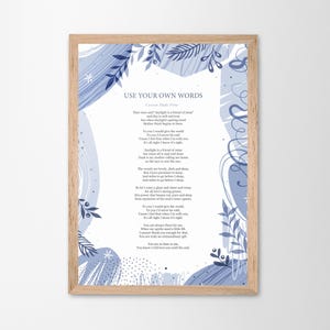 Stampa di poesie personalizzate Usa le tue parole Regalo d'arte per anniversario personalizzato Incorniciatura Decorazione murale floreale Carta commemorativa per matrimonio fatta a mano