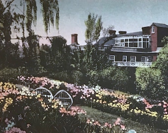 Vintage Luray VA Postcard: The Mimslyn Hotel Gardens, Hand Colored 1930s, HC55G