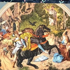Carte postale antique des beaux-arts, peinture des beaux-arts, Gesslers Tod, mort de Gessler par l'artiste Dr Stuckelberg, carte postale des arts vintage