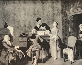 Antike Kunst Postkarte, Die Verlobung eines Sängers von Pietro Longhi, Kunst Malerei