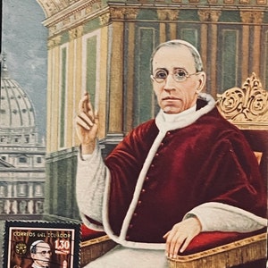 Cartão postal antigo de belas artes, pintura de belas artes, Papa Pio XII, 1944 Pintura do Vaticano, Itália, não utilizado, selo postal cancelado, AG8